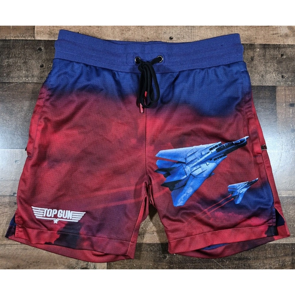 Shoe Palace Top Gun Mesh Shorts Men's Small Red Blue Sky Fighter Jet Athletic